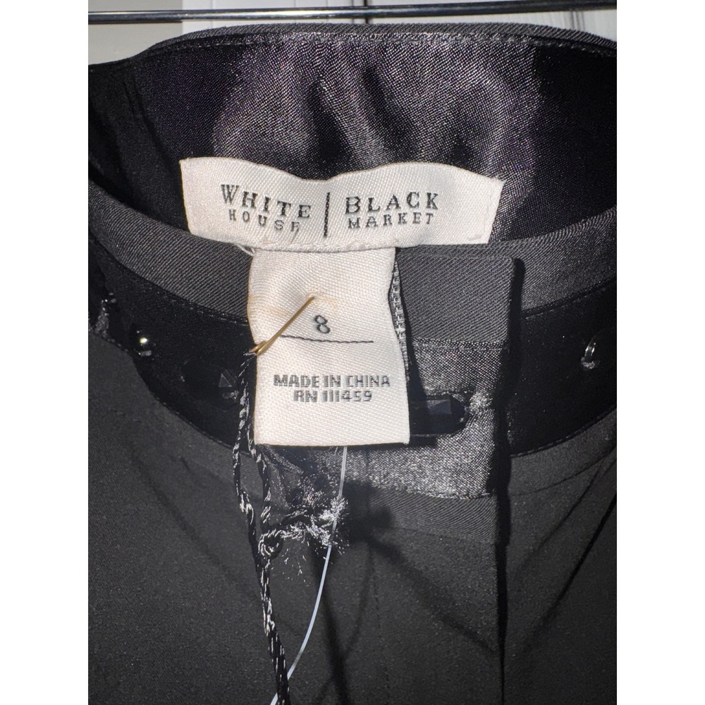 White House Black Market Women's Black Dress Pants Size 8 Embellished - Picture 4 of 7